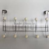 Decorative Over The Door 10Hook Organizer Rack, White Ball Hook