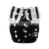 2016 ALVA Black and White Piano Melody Printed Positioning Pocket Diaper One Size and Reusable Baby Cloth Diapers in China thumbnail-3