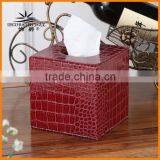 Jazz ornaments bright red crocodile leather square tissue box tray pumping European fashion creative reel spool