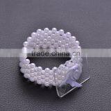 (M0865) 100pcs/lot Elastic Pearl Wedding Rhinestone Napkin Rings With Spacer,50mm Inner Size, Outer Size:55mm,pure White Pearl thumbnail-3