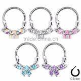 Butterfly Surgical Steel Nipple Ring Septum Clicker Ring thumbnail-1