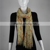 100%polyester floral flower printing scarf with tassel