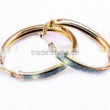 18k Gold Plated Hoop Design Adorned With Strips of Crystal Dust Earring thumbnail-3