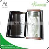 HOUSESTAR SINK FACTORY Stainless Steel 304 Used Colander Types Of Colanders Handmade Kitchen Sink Rectangular Colander thumbnail-1