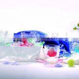 Colorful Rose Pattern Glass Cup and Saucer Set thumbnail-1