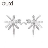 OUXI flower diamond sterling silver earring Y20191
