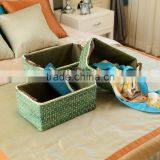 Kingwillow Art & Craft ,Set of 3, Storage Box, Green Maize Storage Rectangular Basket Bins, Organizer Containers thumbnail-3