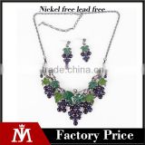 New design fruit purple grape jewelry sets cheap elegant collar necklaces and earrings sets for women