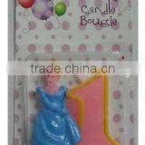 Wholesale Princess Cinderella Candle/ Candle Number 0-9, Available in 1 2 3 4 5 6 7 8 9 0 Kids Birthday Partyware Party Supplies