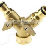 3/4 Two Way Double Garden Tap Connector Adaptor Solid Brass thumbnail-1