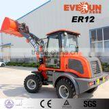 ER12 Everun Brand Mini Wheel Loader With Sweeper/ V Style Snow Blade