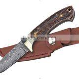 A DIFFERENT WOOD COMBINATION HANDLE DAMASCUS STEEL HUNTING KNIFE thumbnail-3