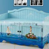 Mediterranean Style Shoe Cabinet, Sailing Boat Handpainting Changing Chair, Solid Wood Chair for Changing Shoes (BF01-X1158) thumbnail-6