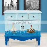 Mediterranean Style Storage Cabinet, Sailing Boat Handpainting Living Room Cabinet, Pastoral Solid Wood Cabinet (BF01-X1149) thumbnail-4