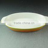 Color Glazed Ceramic Oval Shape Ceramic Bakeware Bake Plate in Stock thumbnail-1