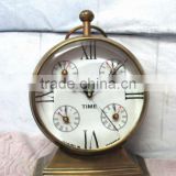 Nautical world time table clock, desktop world time clock, antique brass table clock, antique table clock
