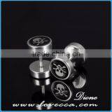 Skull Patern Body Steel Jewelry Piercing Barbell Tunnel Plug Stud Earrings thumbnail-1