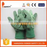DDSAFETY 2017 Cavas Working Gloves Green Cotton Drill Safety Gloves
