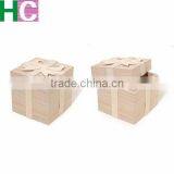 Unfinished Wood Gift Box With Bow thumbnail-1