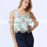 New Design Ladies Sequin Embroideried Beaded Cami Top thumbnail-2