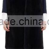 Women Black Round Neck Mink Fur Bottom Vests Customized thumbnail-1