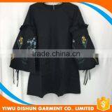 Lady Latest Design Black Embroidered Wide Long Sleeve Dress thumbnail-1