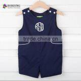 High Quality Bewborn Sleeveless Navy Blue Color Summer Baby Smocked Romper thumbnail-1
