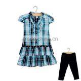 R&H Short Sleeve Woven Breathable With Leggings Plaid Wholesale Children Clothes thumbnail-1