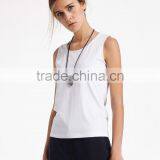 Classic White Plain Comfort Womens Tank Tops Workout thumbnail-3