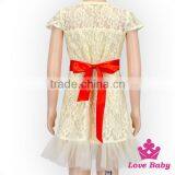 Popular Children Summer Skirt Short Sleeve Lace Floral Patterns Free Formal Lace Wedding Dress With Bow Blet thumbnail-1