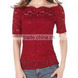2017 Women Sexy Tight New Style Lace Latest Blouse Styles thumbnail-1