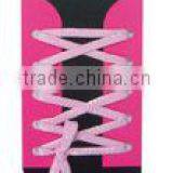 Pink Plastic Tip Waxed Flat Shoe Laces