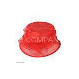Red Packable and Crushable Fashion Polyester Organza Hat for Women with Satin Sweatband