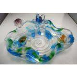 Pate-de-verre Art Glass Craft Lotus Flower Fruit Plate