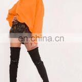 2017 Casual Style Women Oversized Comfy Pullover Orange Crew Neck Sweatshirt thumbnail-4