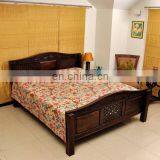 Bird Print Kantha Quilt Beige Bird of Paradise Kantha Bedcover thumbnail-1