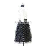 Hot Sale Knee Length Double Layers Stripe Lining Round Mesh Skirt thumbnail-3