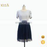 Short Sleeves Mesh Elastic T-shirt Dress for Lady Girl Women thumbnail-1