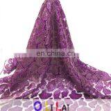 OLF0189 Fuchsia Dress Making Lace Fabric With 3D Sequins thumbnail-4