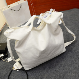 White Canvas Weekender Bag With Tote Handle thumbnail-1
