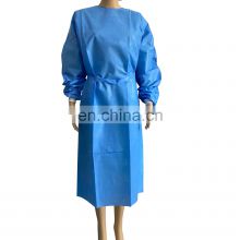 disposable blue SMS surgical gowns EN13795 medical gown full back coverage