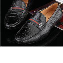 Thailand Crocodile Leather Shoes Men's Genuine Leather Breathable Beanie Shoes Authentic Business Casual Low-Top Shoes Lazy British Tide thumbnail-3