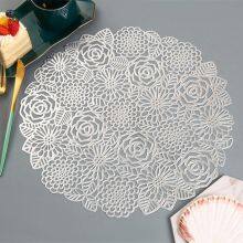 Round Hollow Western Table Place Mat With PVC Retro Waterproof Non-Slip Material thumbnail-2