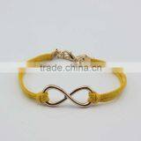 Big Gold Infinity Braided Leather Bracelet Lobster Claw Clasp Black Men Jewelry thumbnail-2