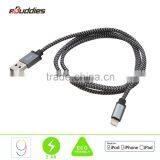 MFi Certified Manufacturers Nylon Braided Aluminum Usb Charger Cable for Iphone 5 5S 6 6 Plus thumbnail-3