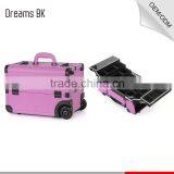 Purple Professional Rolling Trolley Makeup Case With Compartments for Nail Polishing Artist thumbnail-6