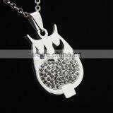 New Stylish High Quality Stainless Steel Diamond OWL Pendant Necklace Wholesale thumbnail-1