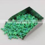 Synthetic OP11 Kiwi Green Cross Opal Gem With a Drilled Hole thumbnail-5