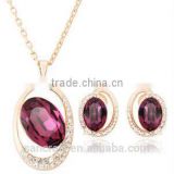 New arrival jewelry 18k gold plated necklace set with ruby Austrian crystal