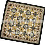 Sunflower Printed Silk Twill Scarf 90*90 Brown/Black thumbnail-1